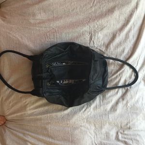Navy / Black leather hobo handbag